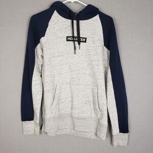 Hollister Size XS Reglan Hoodie Sweatshirt Gray Blue Logo Coastal Surf Beach Y2K